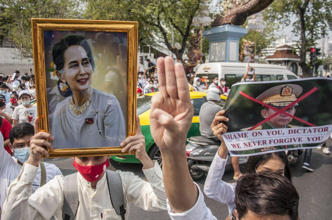 Burmese protesters in Bangkok, Thailand