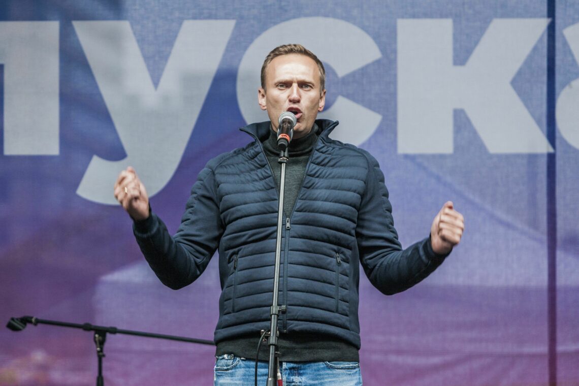 Alexey Navalny gives a speech during a protest rally in Moscow