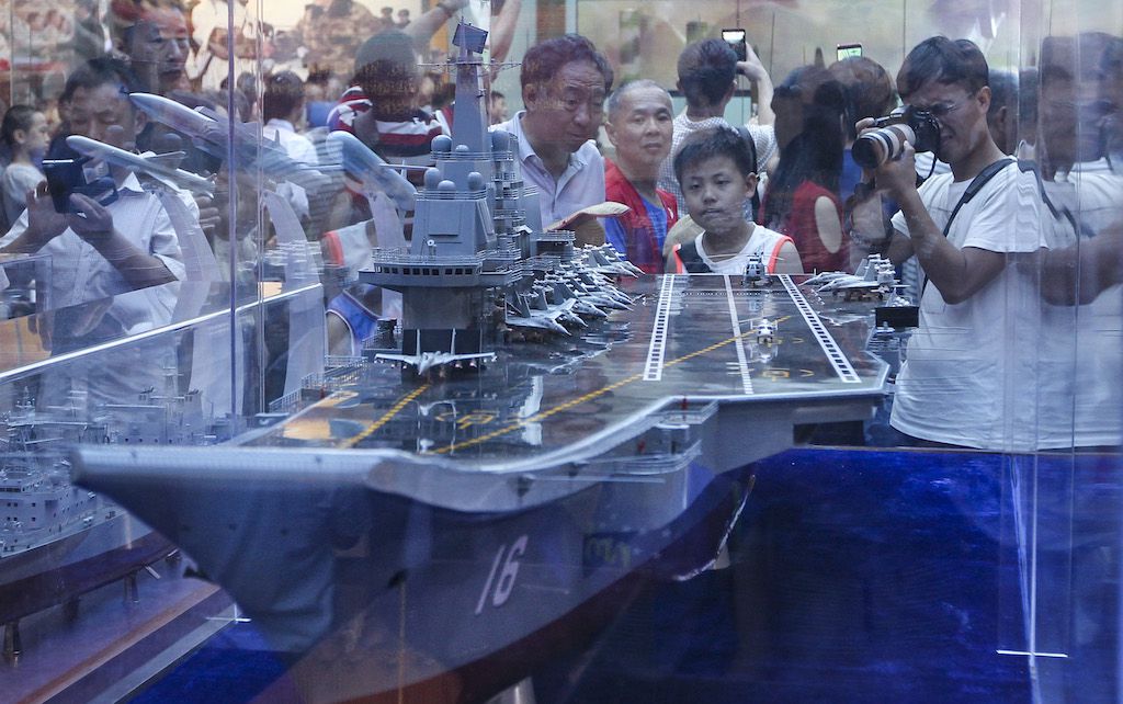 Aircraft carrier model in display at the China People’s Revolution Military Museum British show of force