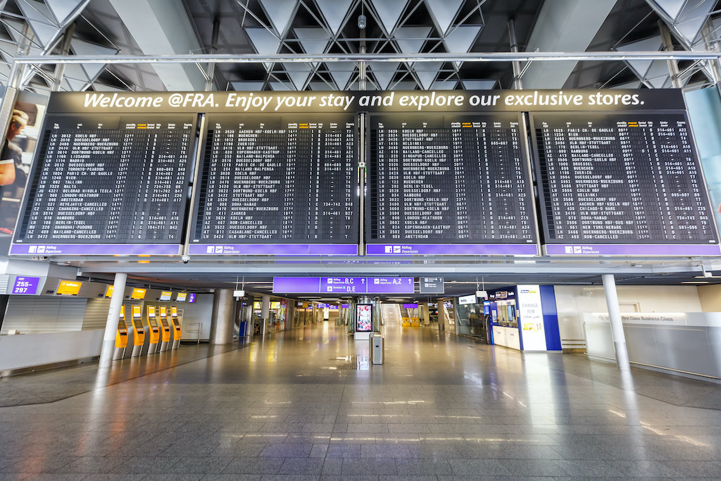 A picture of the empty Terminal 1 at the Frankfurt am Main Airport (FRA) during the coronavirus lockdown