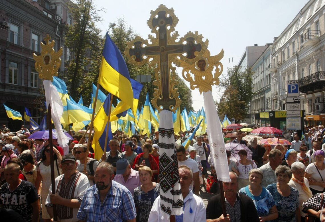 Orthodox religious procession in Kiev