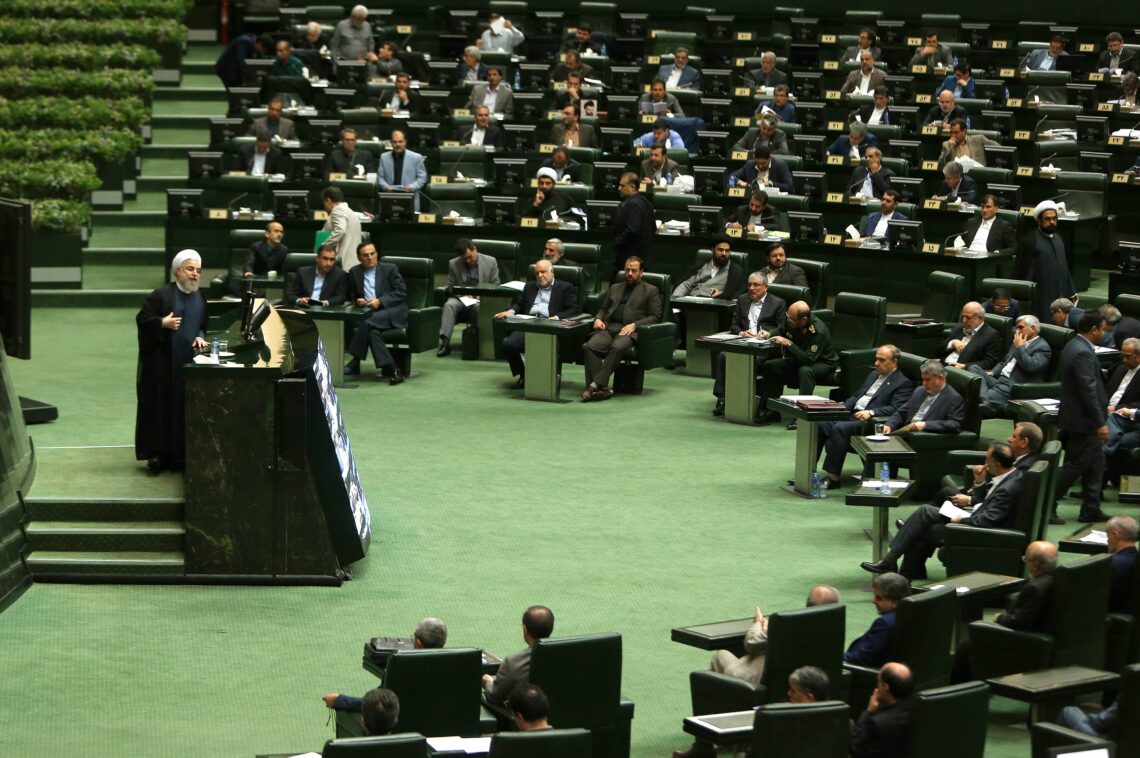 President Hassan Rouhani speaks to the Iranian parliament in Tehran, Nov. 1, 2016
