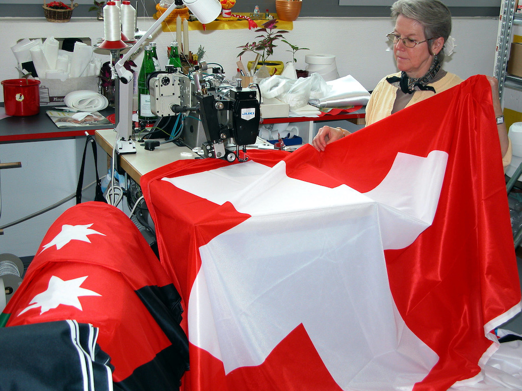 Swiss flag production