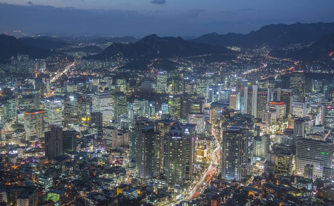 The Seoul skyline at night
