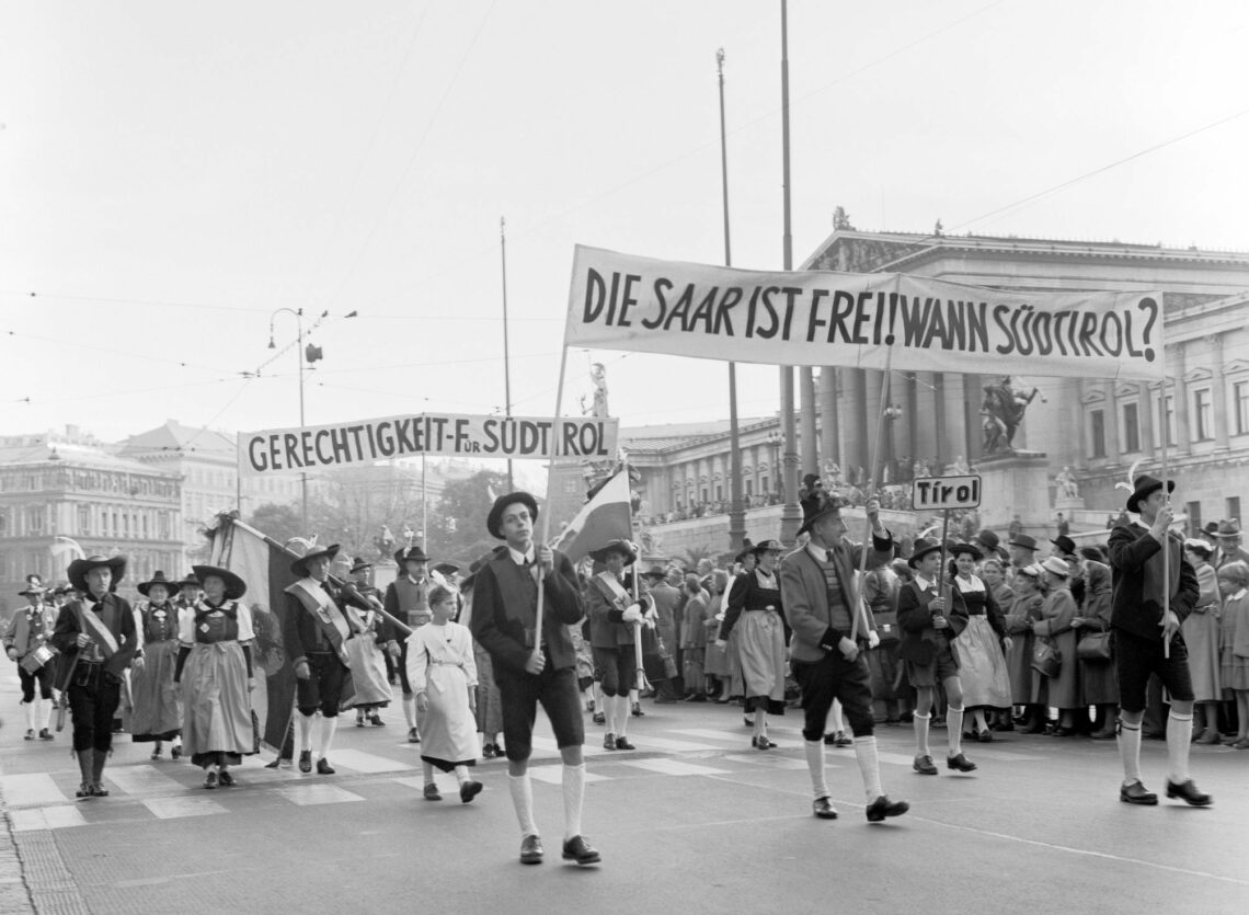 People from South Tyrol protest for more autonomy, 1956 Independence movements Europe