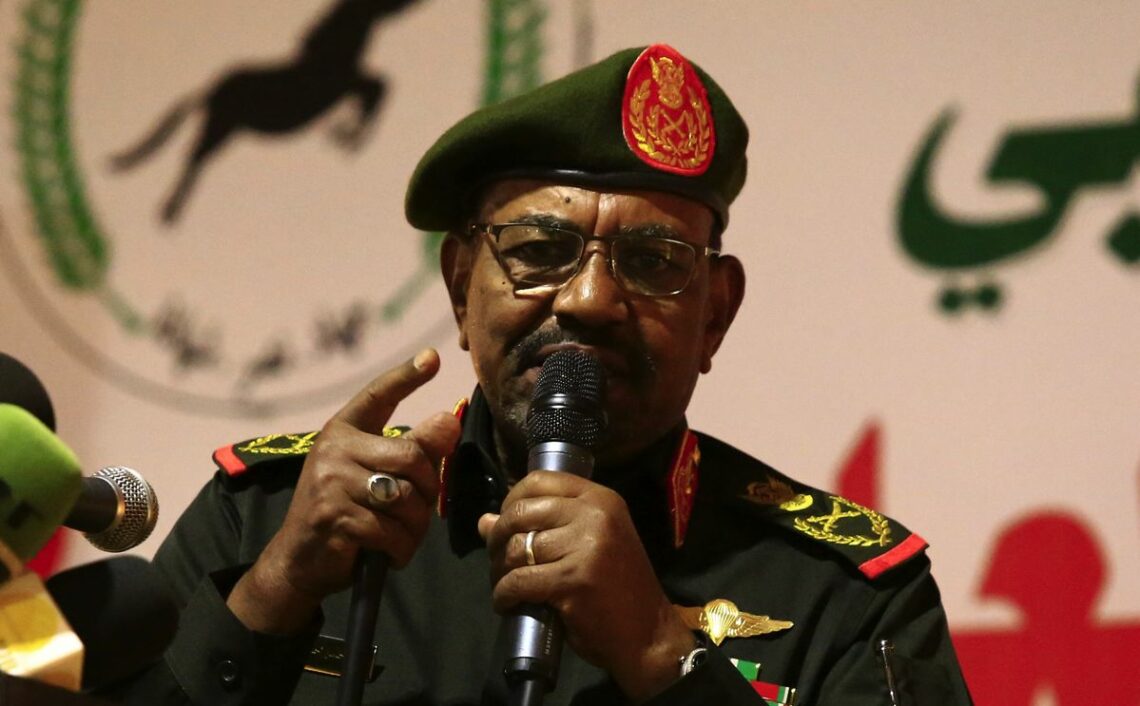 President Omar al-Bashir of Sudan addresses a rally in Khartoum, February 2019 North Africa protests