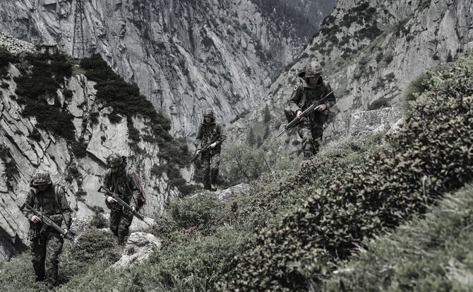 Training exercise at the Swiss army’s mountain warfare center