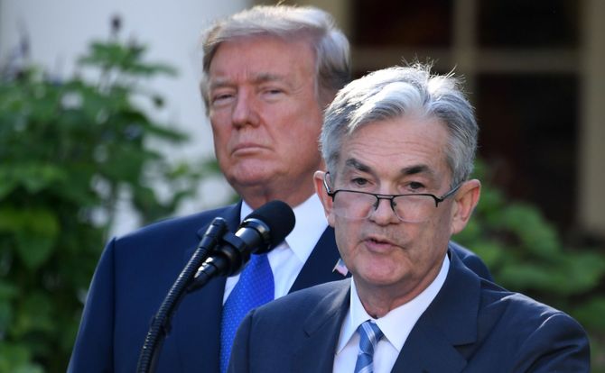 U.S. President Donald Trump and Fed Chair Jerome Powell