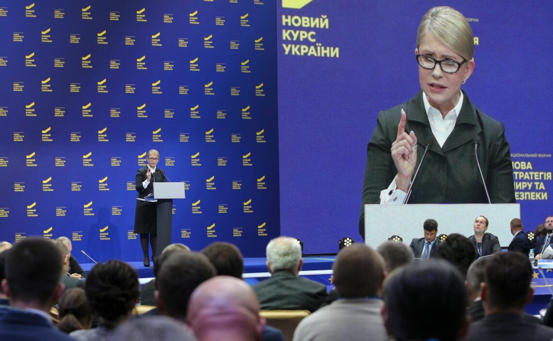 Yulia Tymoshenko gives a speech in Kiev