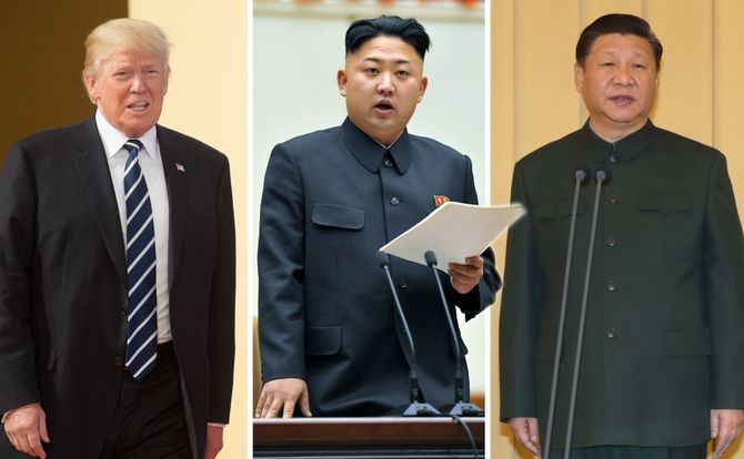 Chinese President Xi Jinping, U.S. President Donald Trump and North Korean leader Kim Jong-un Pyongyang's nuclear program