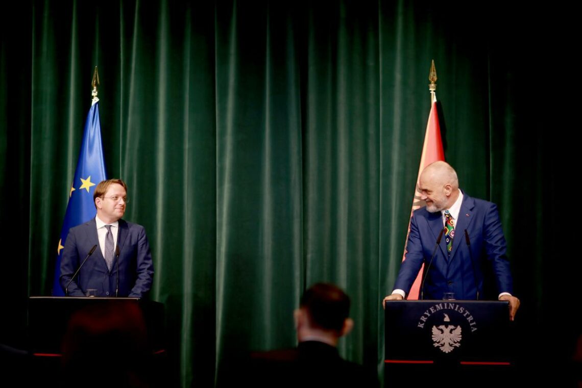 EU Enlargement Commissioner Oliver Varhelyi meets with Albanian Prime Minister Edi Rama