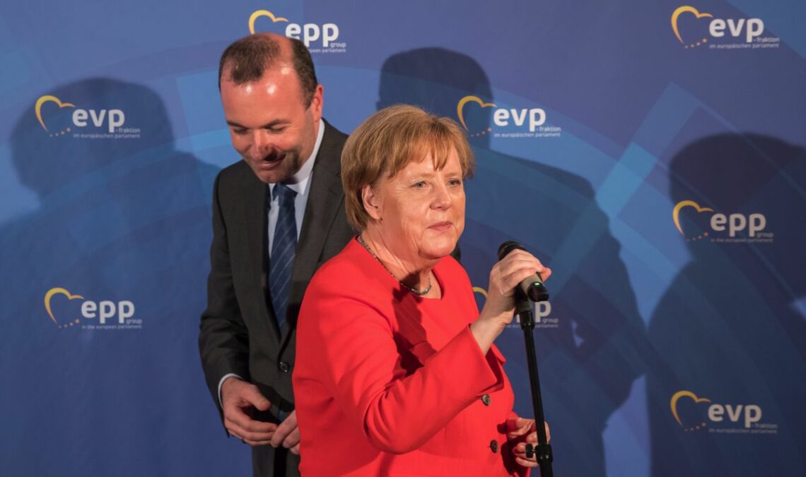 German Chancellor Angela Merkel and her party’s candidate to lead the European Commission, Manfred Weber, Margrethe Vestager