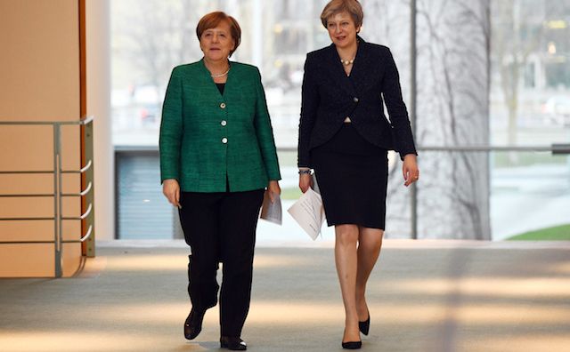 A picture showing leaders of Germany and the UK at a meeting in Berlin Germany European Union