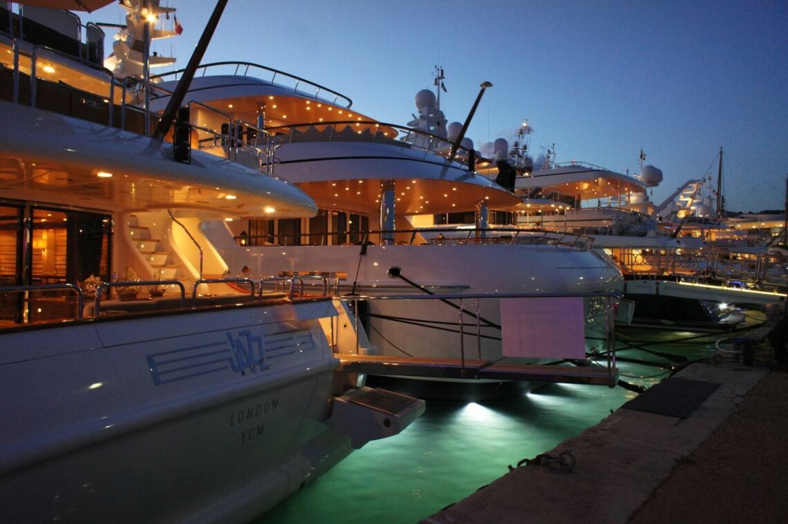 Yachts moored in Cannes, France