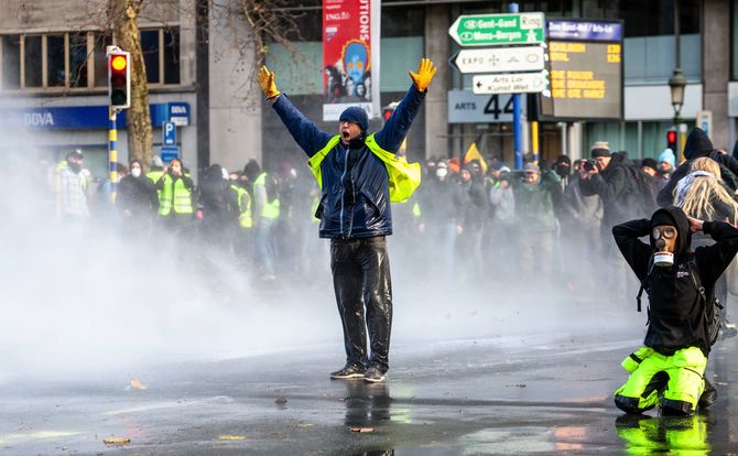 Yellow Vest protesters in Brussels, Belgium