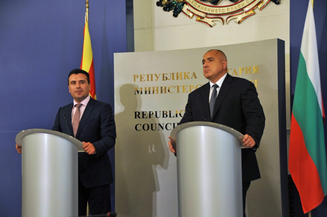 North Macedonian Prime Minister Zoran Zaev and Bulgarian Prime Minister Boyko Borisov hold a joint press conference in Sofia, Bulgaria on June 20, 2017