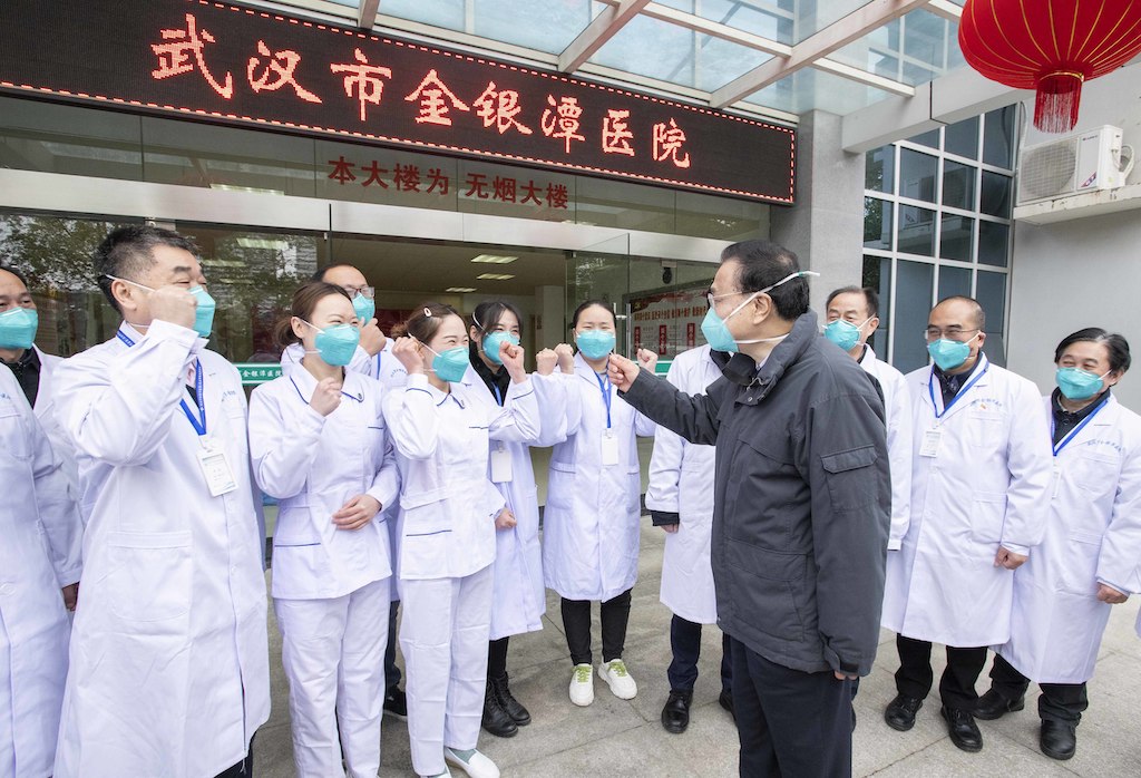 China’s premier at Jinyintan Hospital in Wuhan, in central China’s Hubei Province, late January 2020