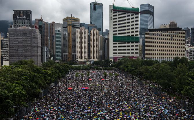 Picture of a massive rally in Hong Kong