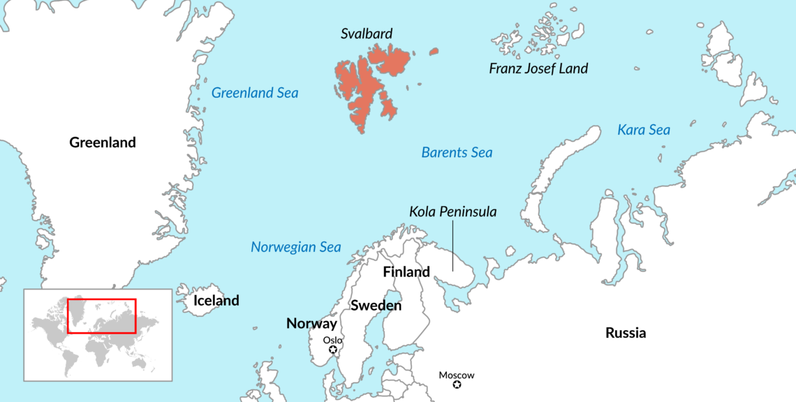 Map of Svalbard Russian military