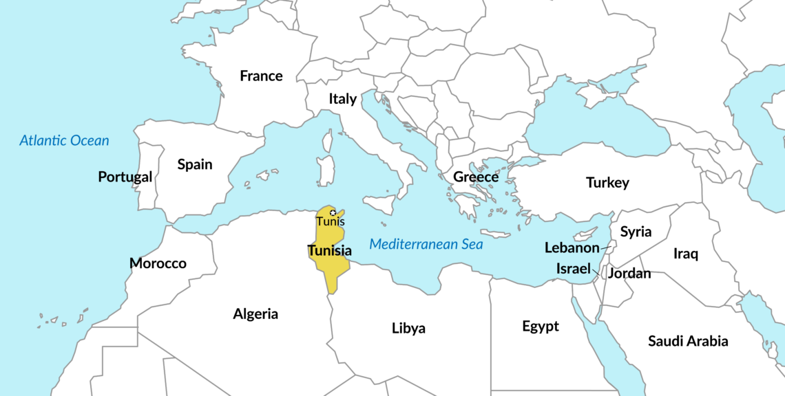 Map of Tunisia and North Africa Tunisian political crisis