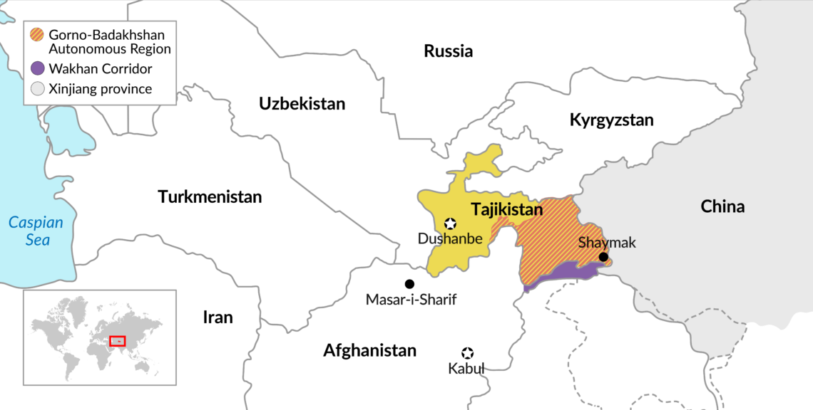 Map of Tajikistan and is neighbors - China military Tajikistan