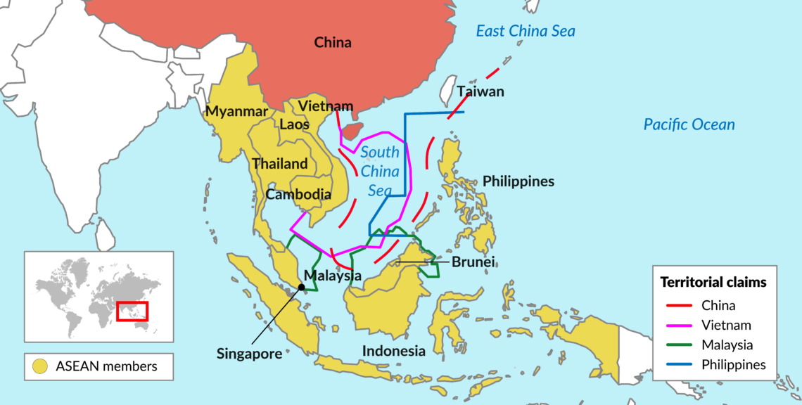 Map of ASEAN countries’ and China’s claims in the South China Sea