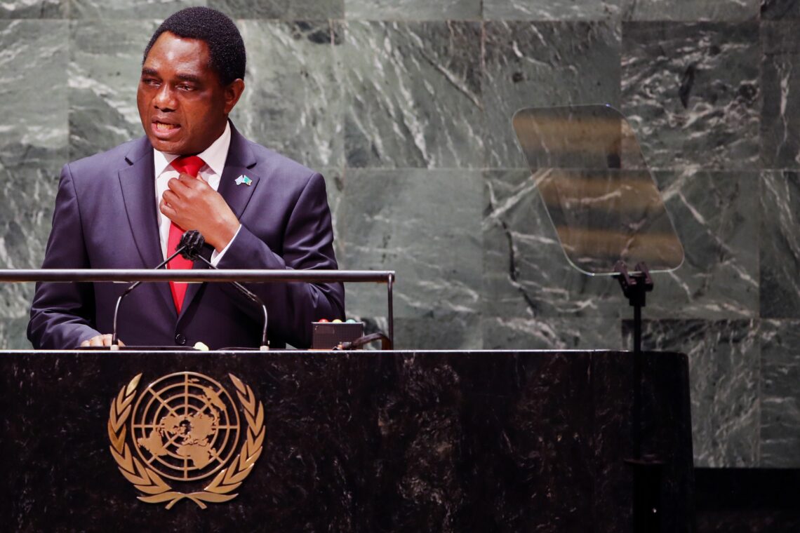 Hakainde Hichilema at the UN Southern Africa political change
