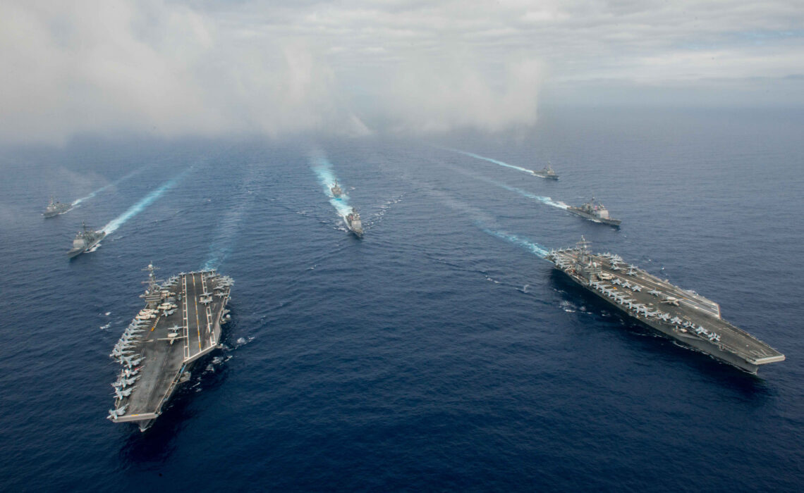 The USS John C. Stennis and USS Ronald Reagan conduct operations in the Pacific in 2016 AUKUS