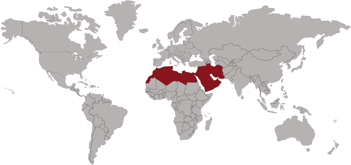 World map Middle East and North Africa