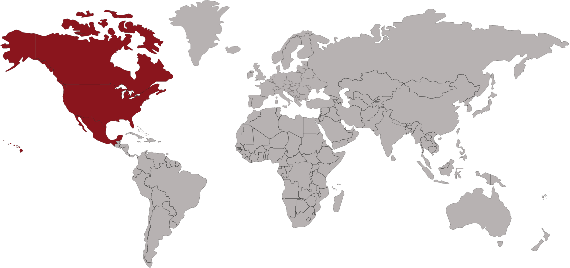 World map North America