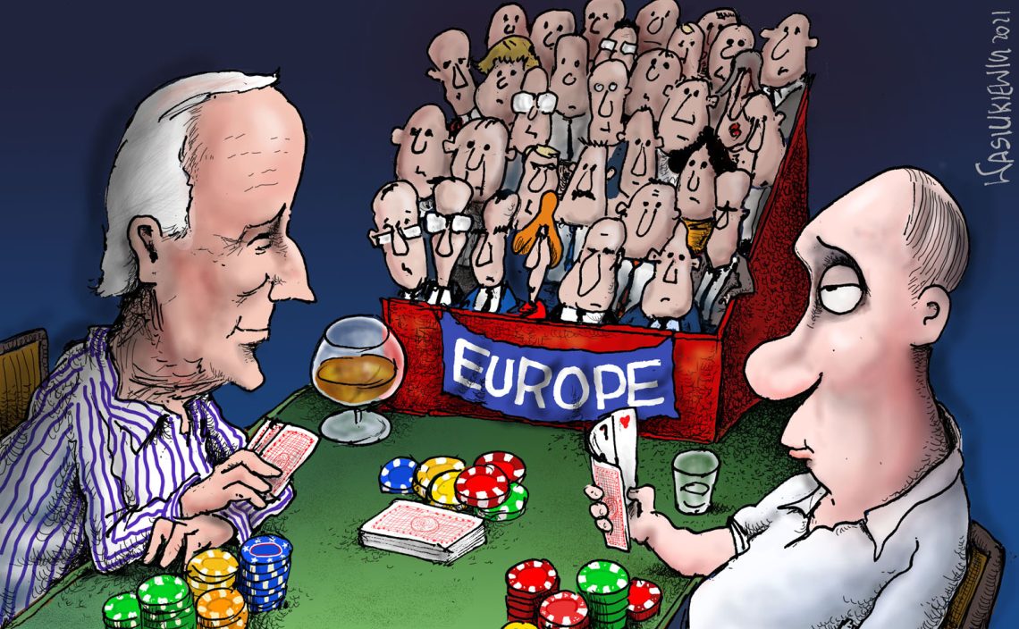 Cartoon of Biden and Putin Russia security