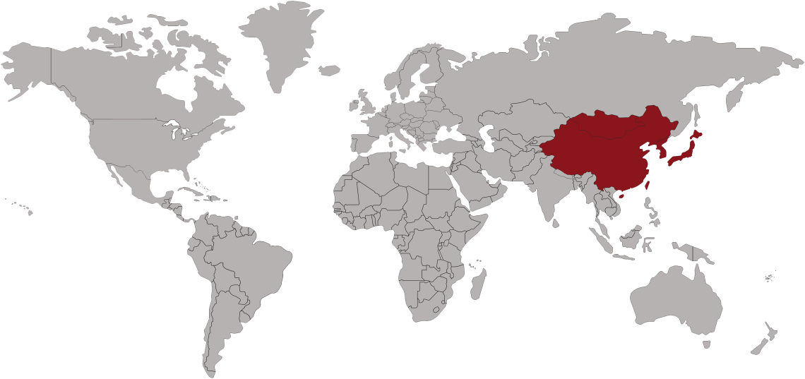 World map East Asia