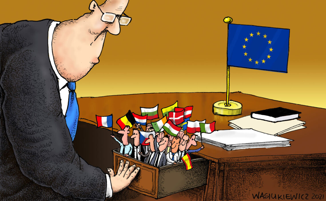 Cartoon of an EU bureaucrat European Union’s centralization