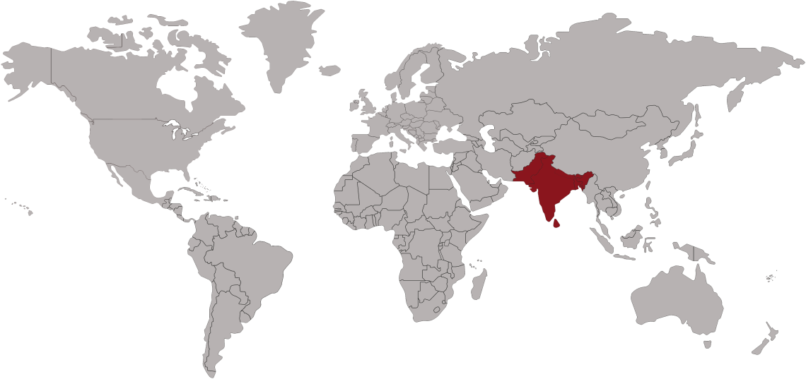 World map South Asia