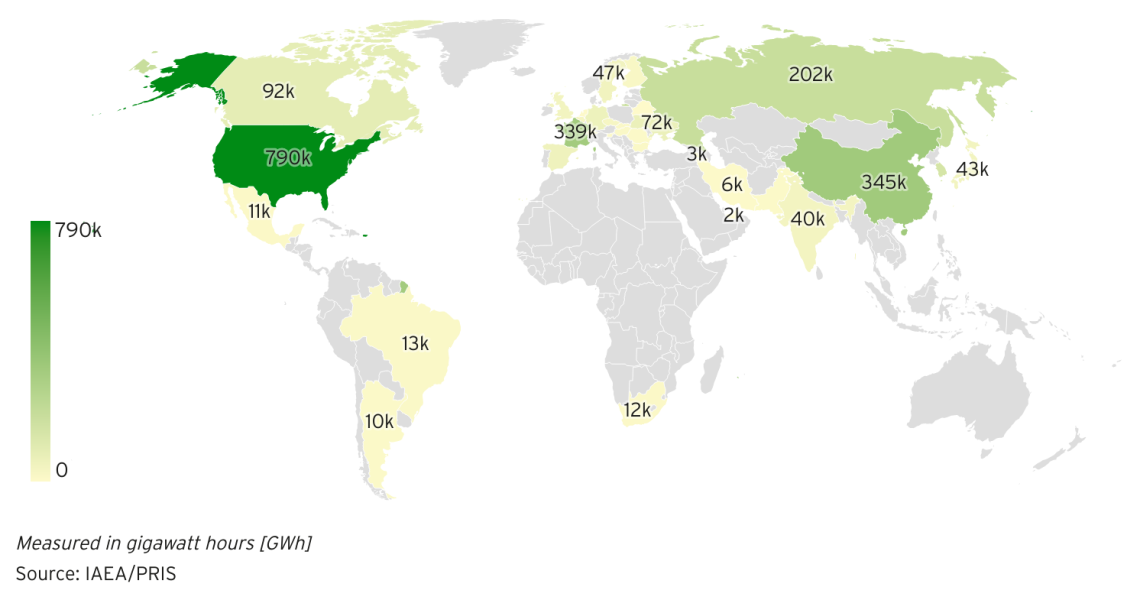 Map of energy from nuclear power