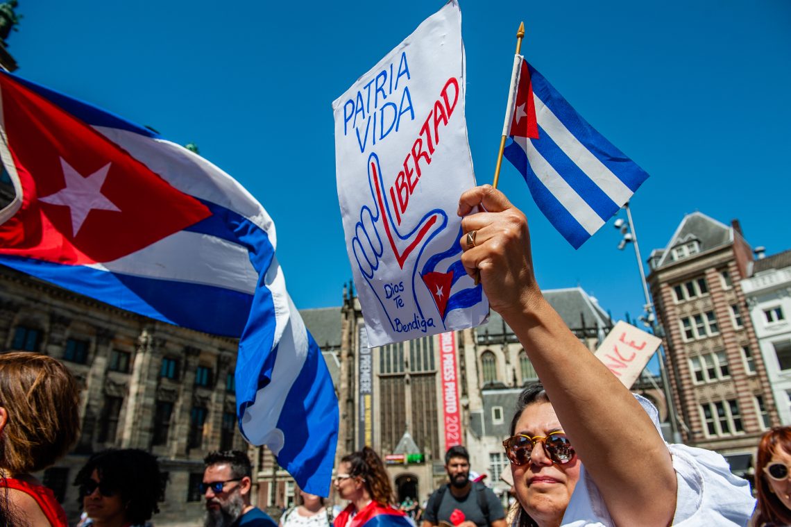 Cuba protest in Amsterdam