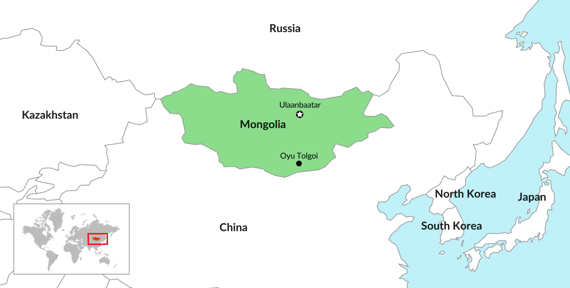 Map of Mongolia and Oyu Tolgoi