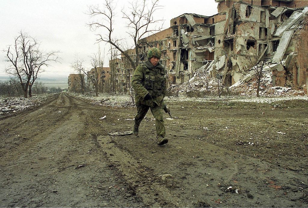 A Russian soldier in Grozny in 2020 Russian military power