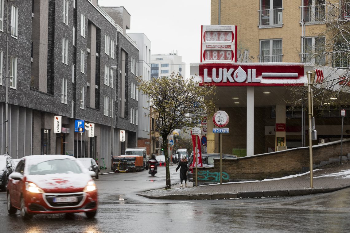 A Russian company-owned gas station in Brussels