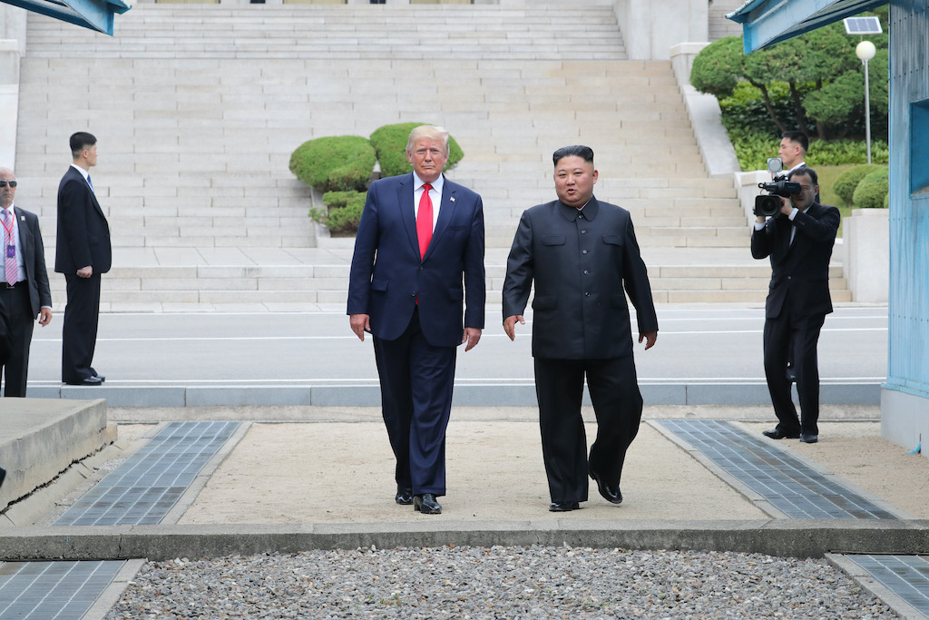 U.S. President Donald Trump and North Korean dictator Kim Jong-un inside DMZ. nuclear weapons