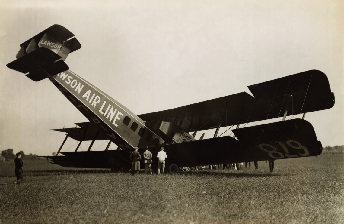 The Lawson passenger plane after crash landing in Syracuse, New York