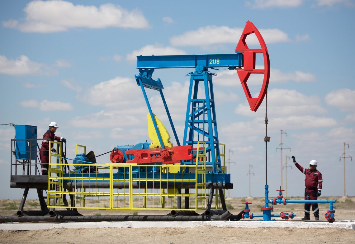 An oilfield near Atyrau, Kazakhstan