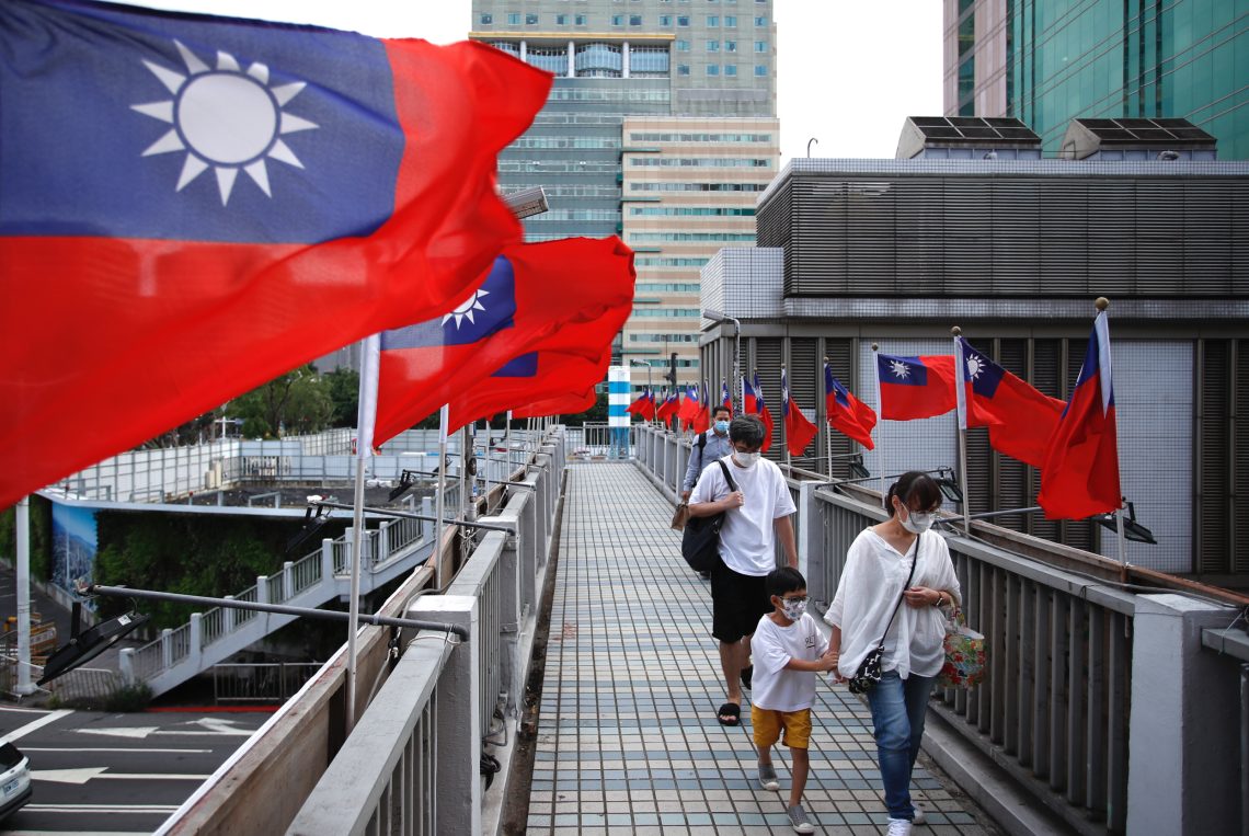 Flags flying in Taiwan