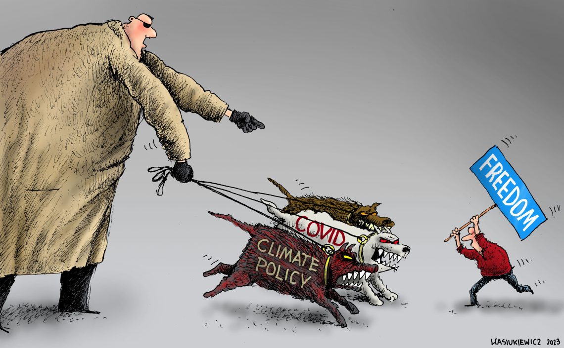 Cartoon lampooning political fearmongering 