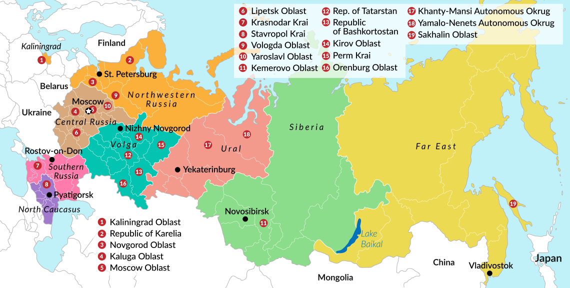 Russian regions map
