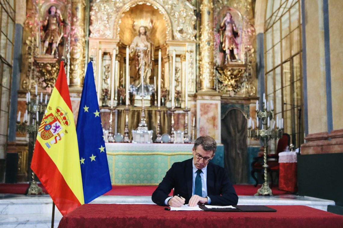 Opposition leader signs document