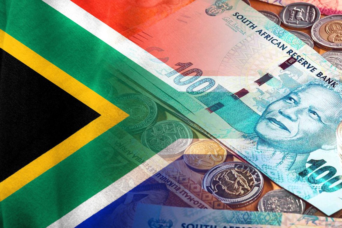 South Africa flag and money