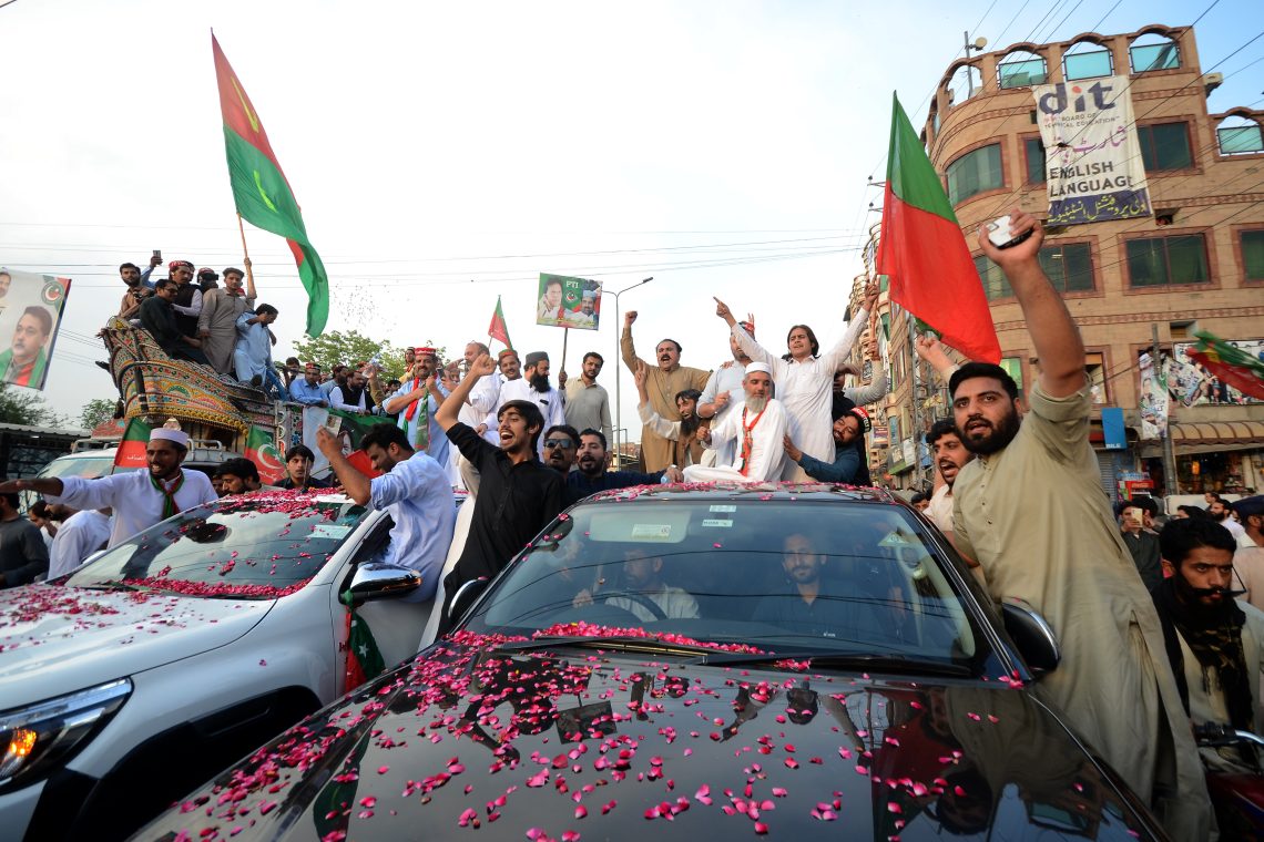 Supporters of former Prime Minister Imran Khan at a rally
