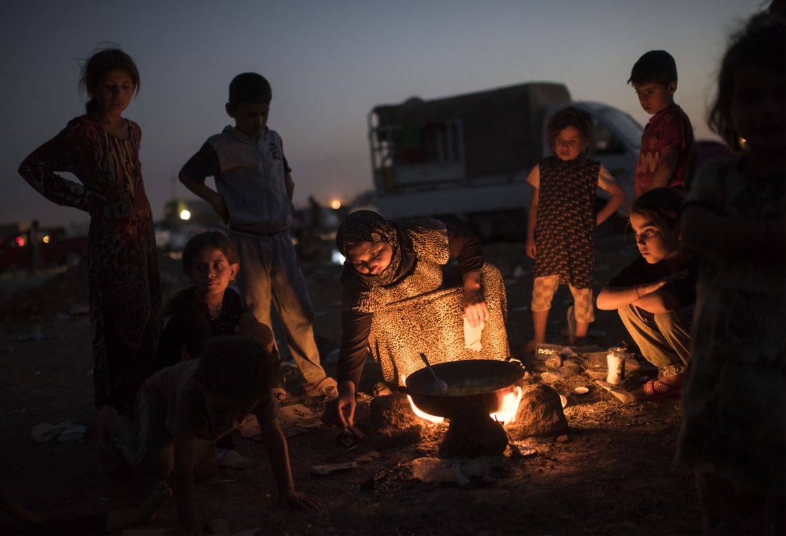 Iraqi Yazidis at a refugee camp