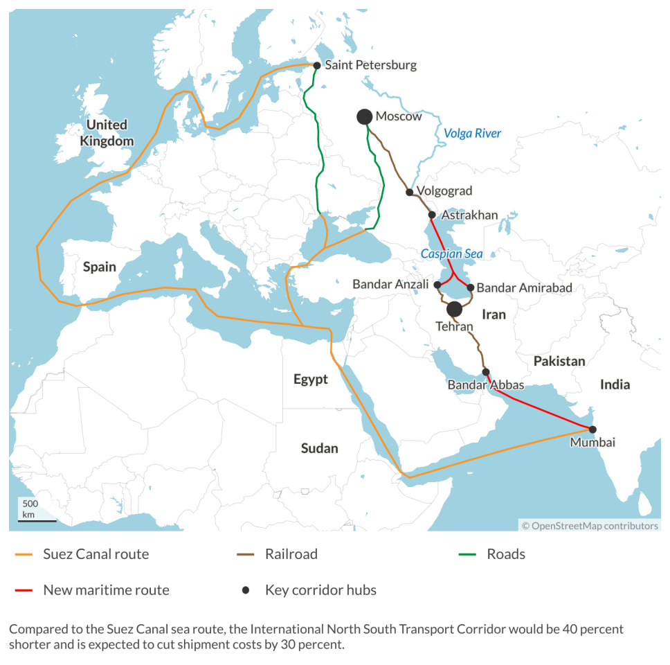 Shorter route Iran-Russia
